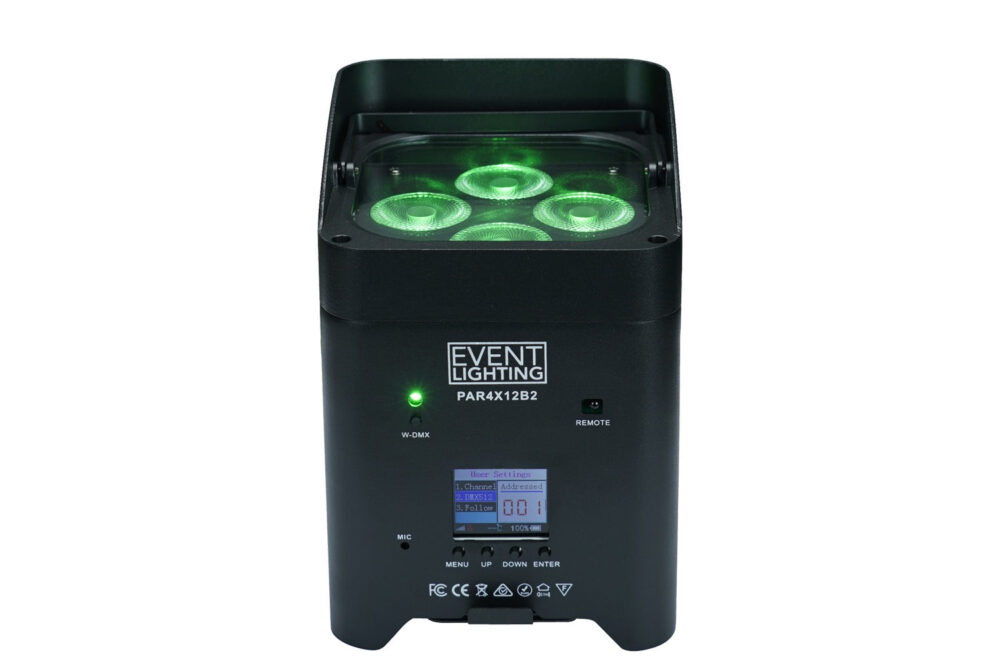 Event Lighting PAR4X12B2 - Indoor Battery Uplight Pro Par with 4 x 12W RGBWAUV LEDs - Image 2