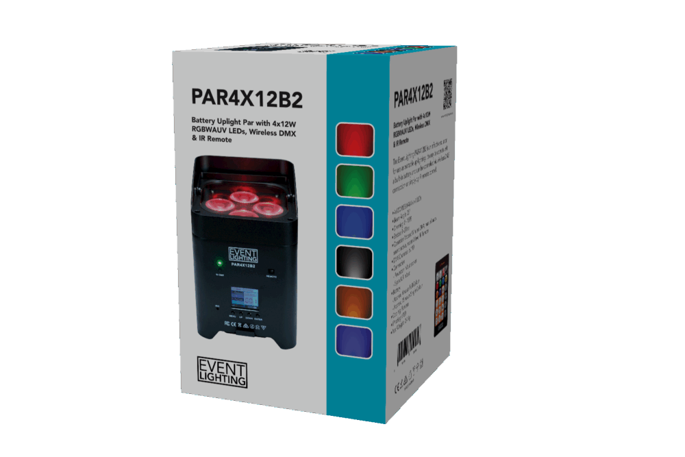 Event Lighting PAR4X12B2 - Indoor Battery Uplight Pro Par with 4 x 12W RGBWAUV LEDs - Image 7