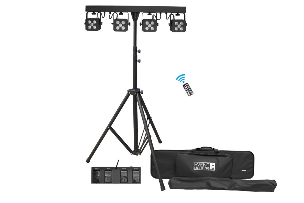 Event Lighting Lite PARBAR4QUAD - Par Bar with 4 Heads of 5x 8W RGBW and Wireless Foot Controller